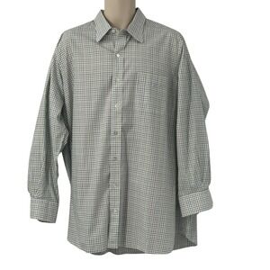 Hamilton Men's Dress Shirt Long Sleeve Button Down Blue/Green Checkered Size XL